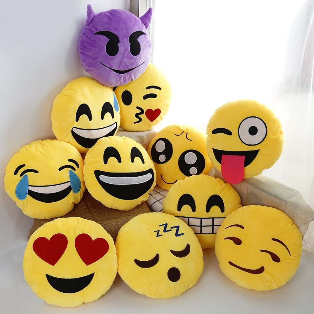 The backrest pillow with cute expression design is interesting