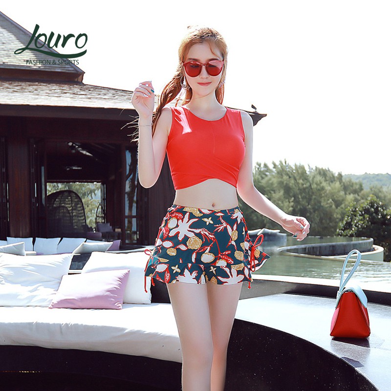 Bộ đồ bơi 3 món nữ kín đáo Louro, kiểu đồ bơi 2 mảnh dạng váy thắt nơ đi biển phong cách Hàn Quốc - SW03 | BigBuy360 - bigbuy360.vn