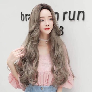 Tóc giả nguyên đầu hai mái xám khói