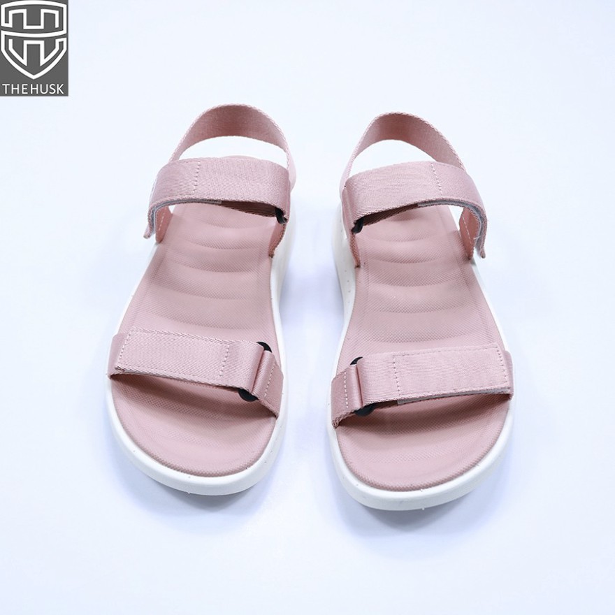 Giày Sandals Nữ HuuCuong & TheHusk 2 Quai Ngang Màu Hồng Đế Trắng - TH11