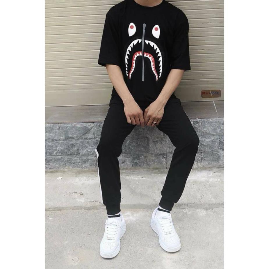 Áo thun Bape Shark Cá Mập Unisex - Tee Bape Zipper - Oversize Bape A Bathing Ape - Áo phông Cá mập cực đẹp ⚡