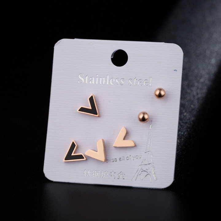 Bộ 3 Đôi Bông Tai Titan Không Đen TT 1754