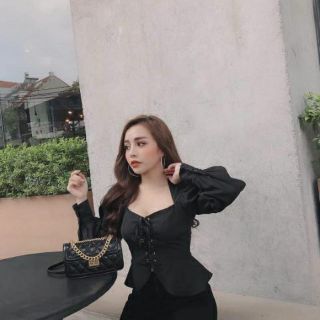Áo lụa đan dây trước ngực