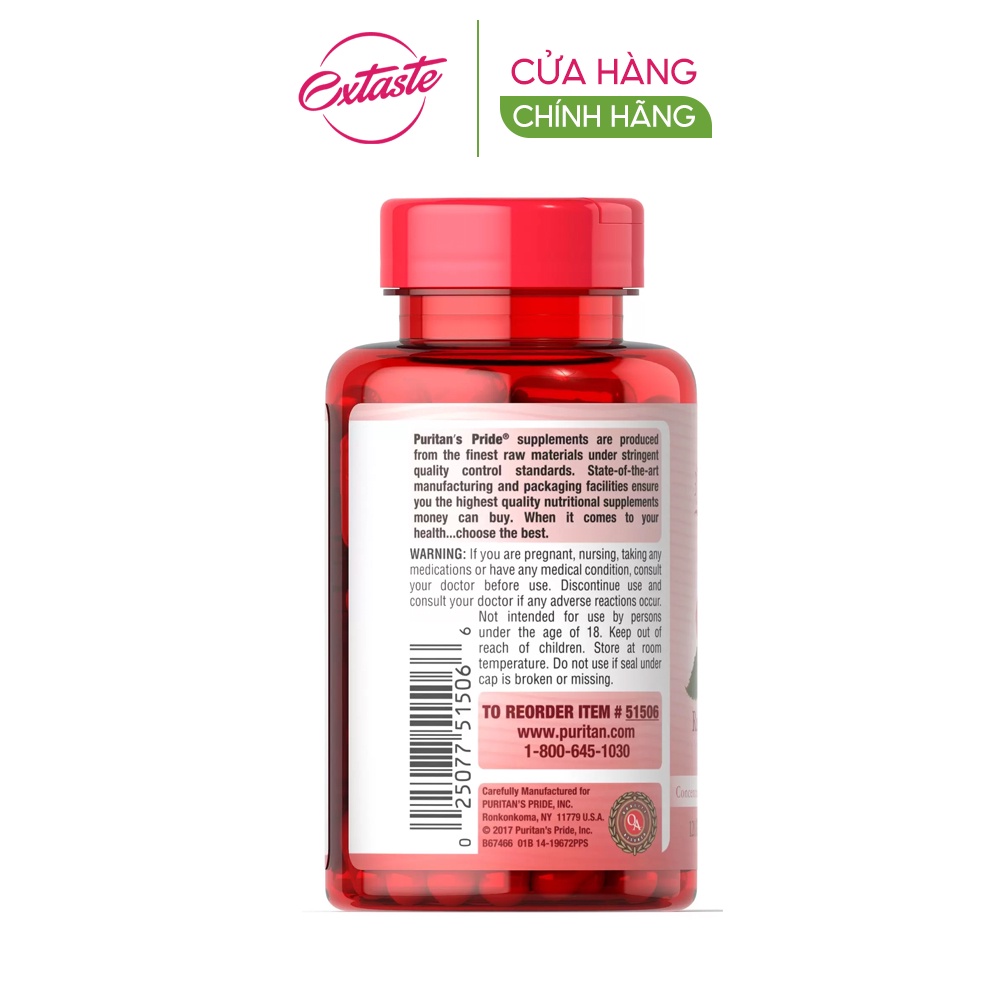 Viên uống hỗ trợ giảm cân Puritan's Pride Raspberry Ketones 500mg 60 viên