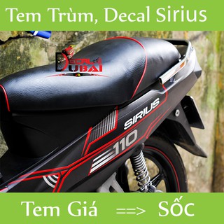 < Cực Chất > Tem trùm xe sirius đen chỉ đỏ