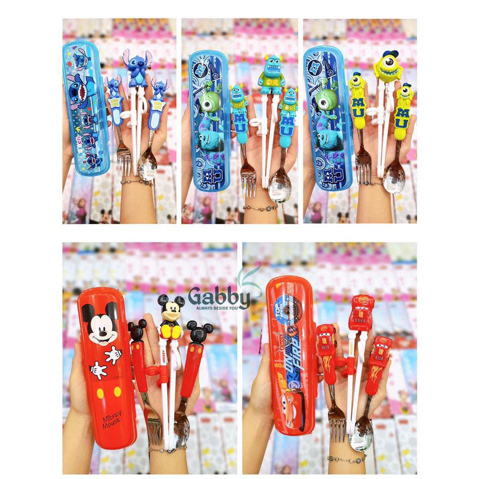 BỘ MUỖNG ĐŨA NĨA DISNEY INOX304 (Hình Mickey/ Minnie/ McQueen/ Elsa/ Mike/ Sulley/ Stitch)