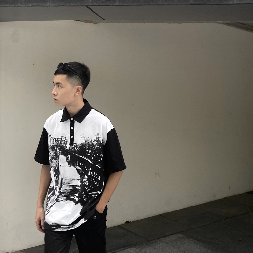 Áo Polo Oversized SNAZZY Unisex Nam Nữ Chất Liệu Cotton Chính Hãng - LONGBIEN