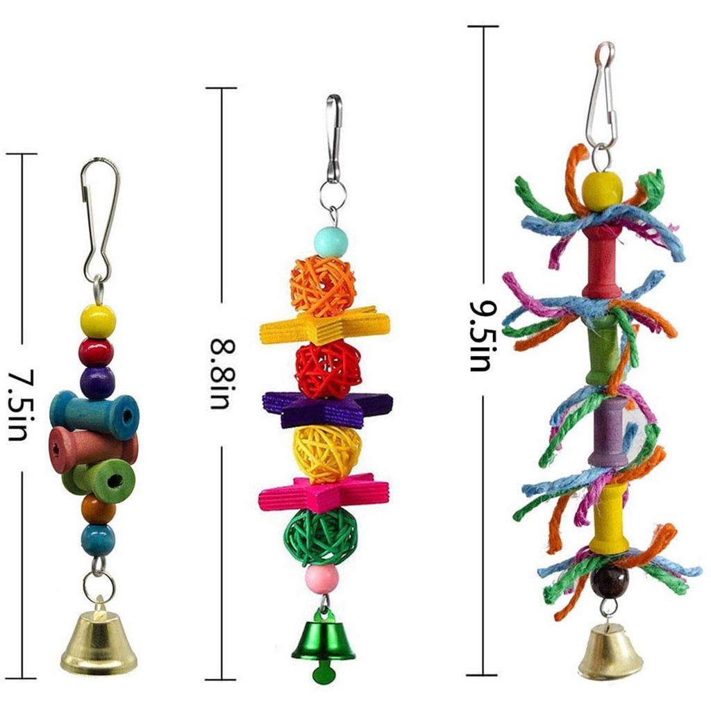 Bộ Đồ Chơi Đứng Bằng Gỗ Kèm Chuông Vui Nhộn Dành Cho Vẹt