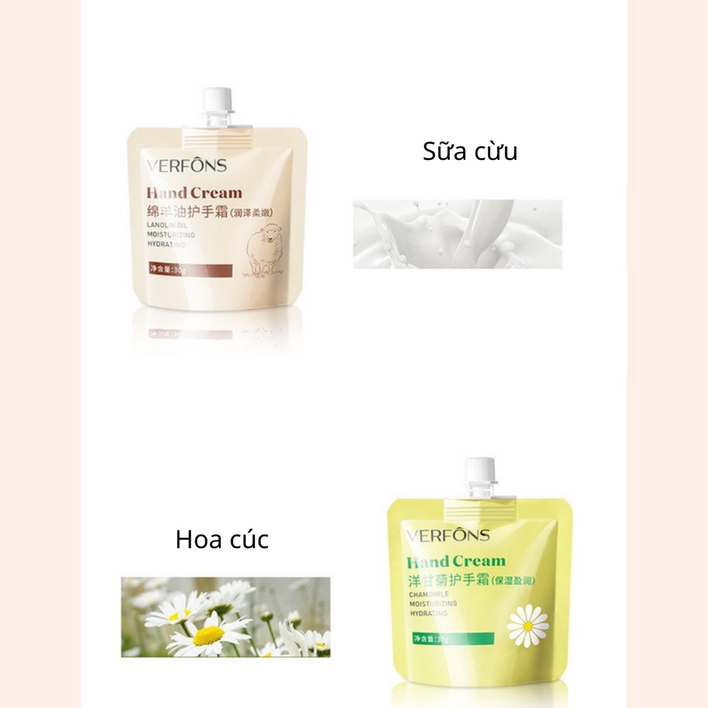 Kem Dưỡng Da Tay VERFÔNS Hand Cream Trắng Da Giảm Nhăn Chống Lão Hóa Nội Địa Trung