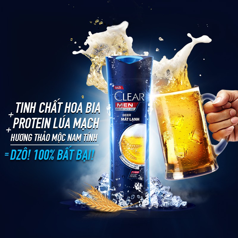 [HB GIFT] Clear Men Beer Mát Lạnh Dầu Gội Sạch Gàu 370g | BigBuy360 - bigbuy360.vn