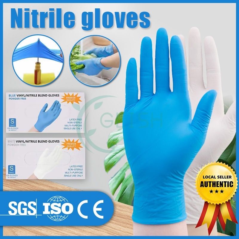 Găng Tay Xanh Không Bột Vinyl/Nitrile - Hộp 100 Cái