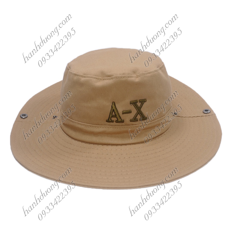 Mũ tai bèo nam thêu chữ A-X nón tai bèo vành rộng giúp chống nắng tốt với chất liệu vải cotton tốt mềm mại dễ thấm hútm