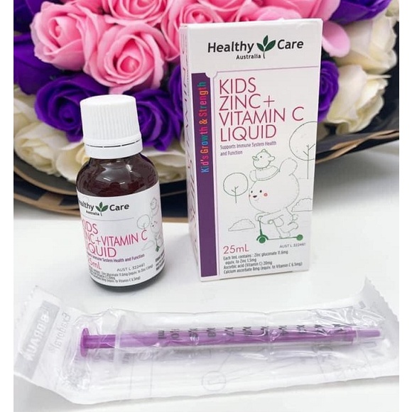Siro bổ sung kẽm nước và vitamin C Healthy Care Kids Zn Zinc Vid C Liquid 25ml tăng đề kháng cho bé của Úc