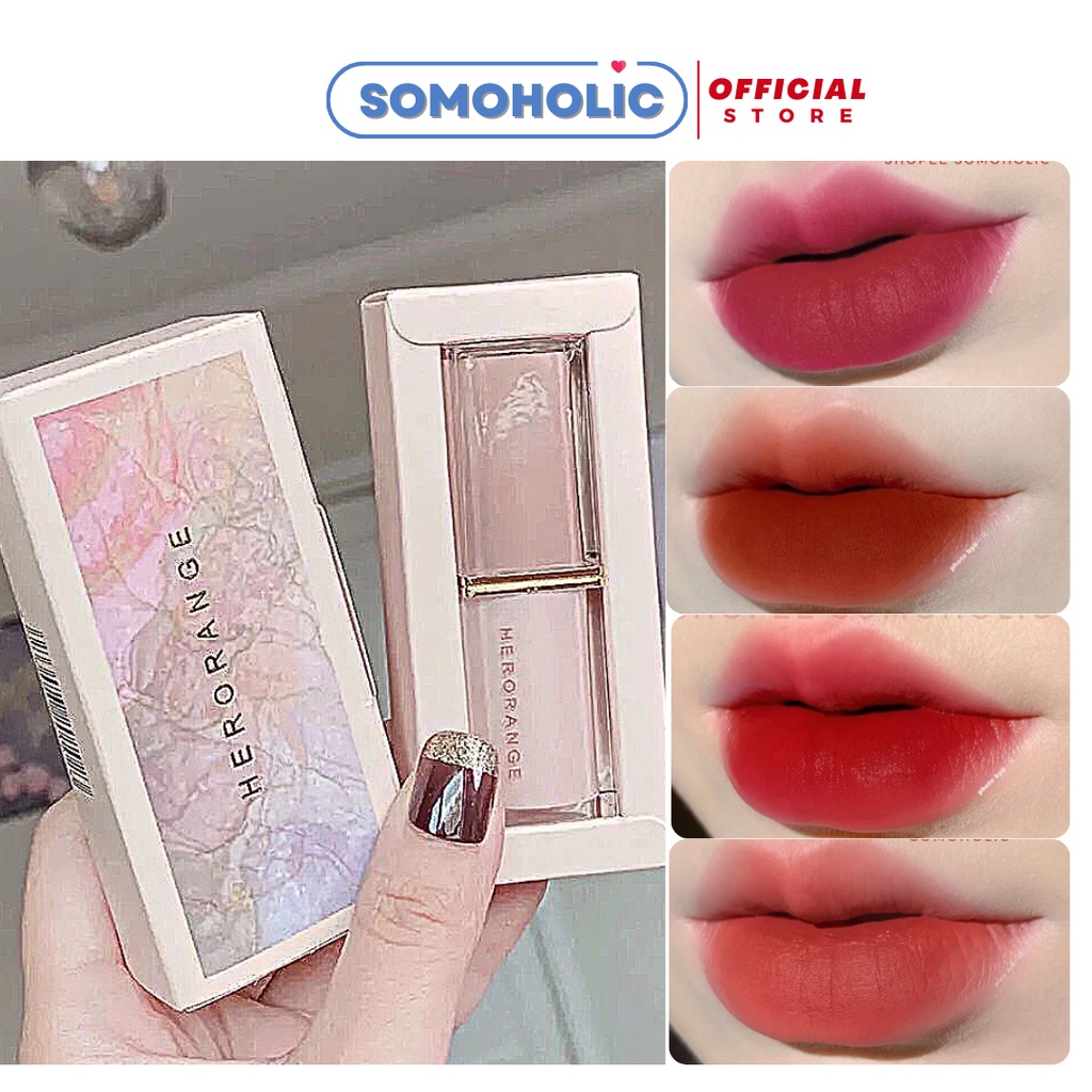 Son Lì HERORANGE Nội Địa Trung Lâu Trôi Mềm Môi Vỏ Nube BeTrong Suốt Somoholic SM3