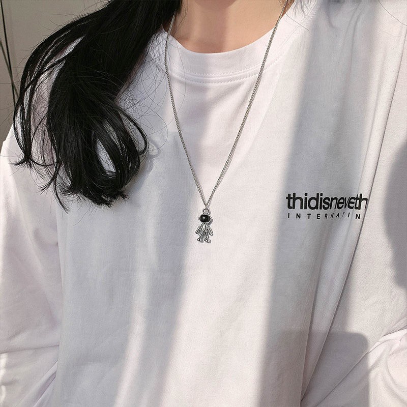 𝑭𝑹𝑬𝑬𝑺𝑯𝑰𝑷  Dây chuyền kim loại phong cách Hip Hop kiểu phi hành gia sành điệu độc đáo dành cho cả nam và nữ P10