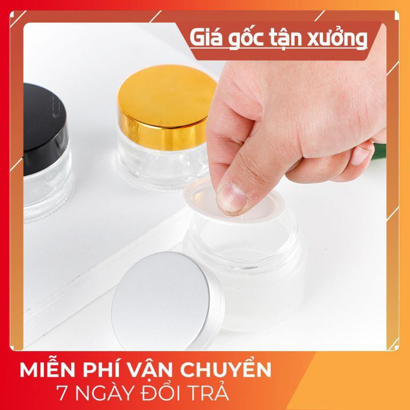 Hũ Chiết Mỹ Phẩm ❤ Hũ chiết mỹ phẩm thủy tinh mờ 30g,50g Nắp Vàng,Bạc,Đen , lọ đựng kem , phụ kiện du lịch