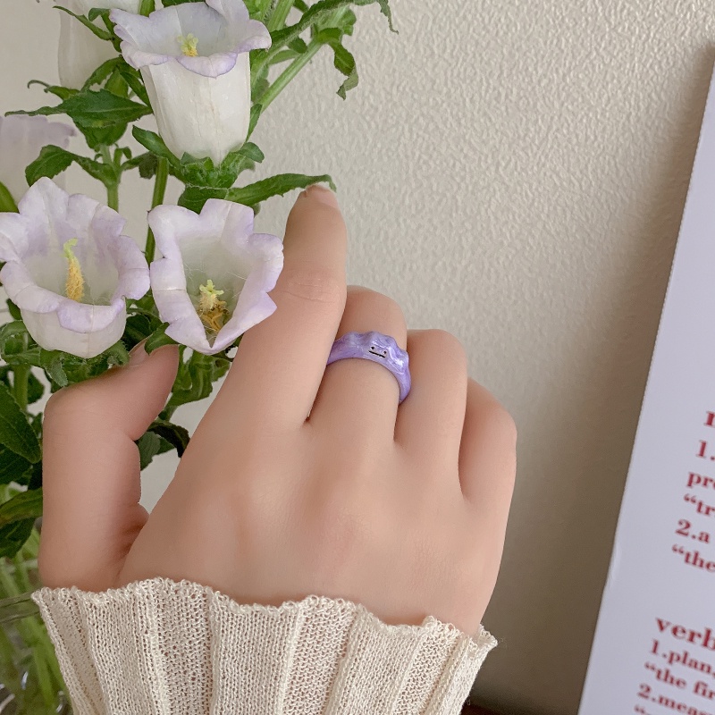 Nhẫn hở màu tím phong cách Hàn Quốc thời trang xinh xắn cho nữ