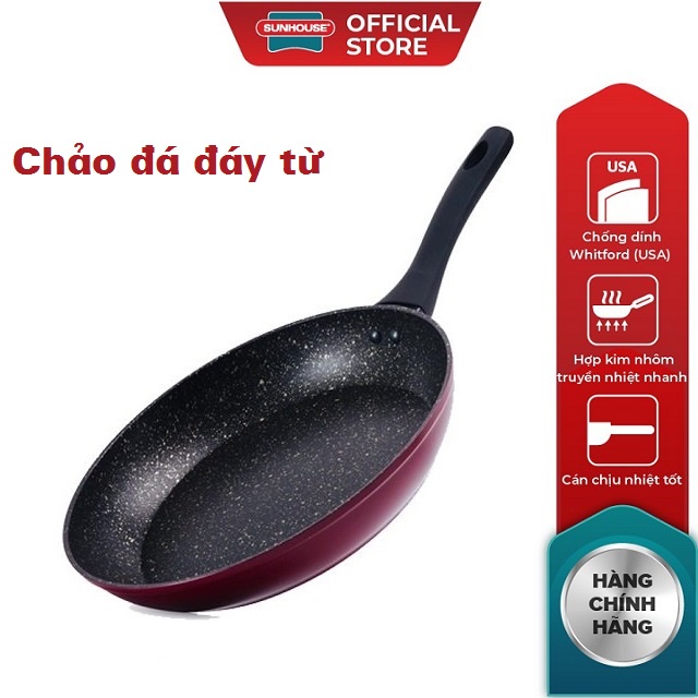 Chảo đá chống dính Sunhouse đáy từ đường kính 24 cm