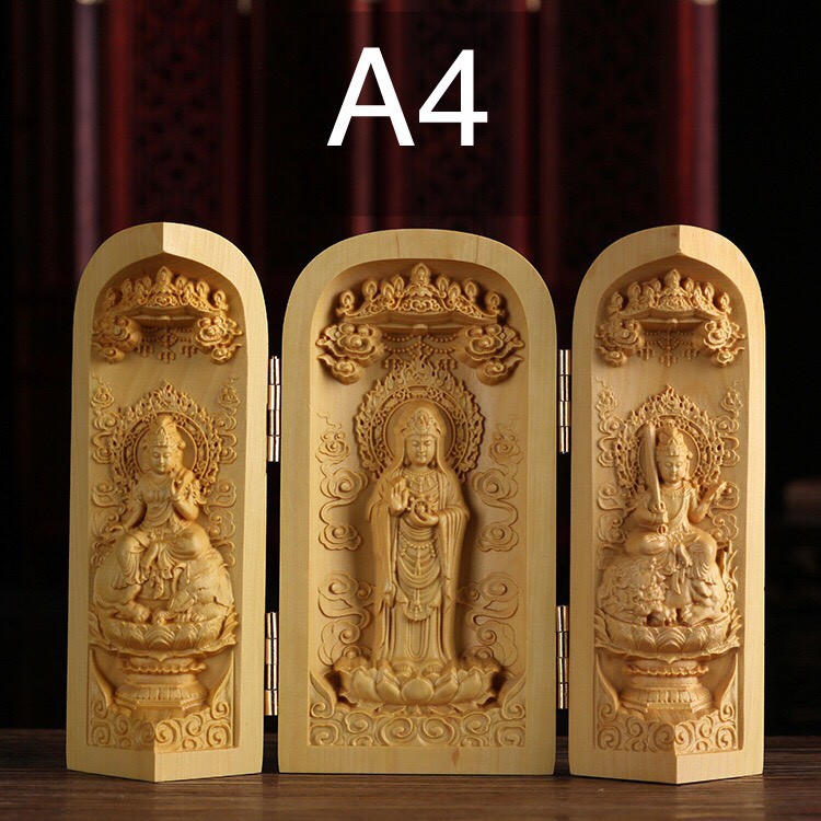 Bộ 3 tượng phật gỗ gấp gọn | BigBuy360 - bigbuy360.vn