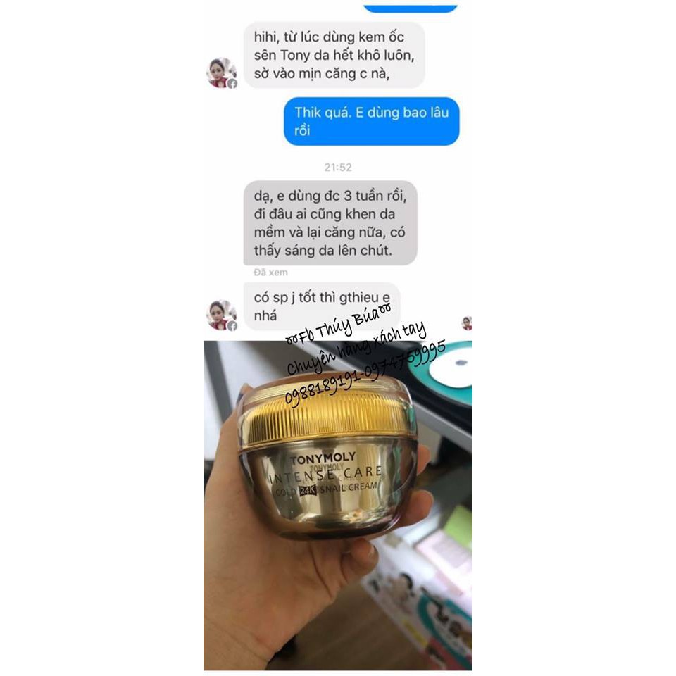 Kem ốc sên ngày Tonymoly Intense Care Gold 24K Snail Cream
