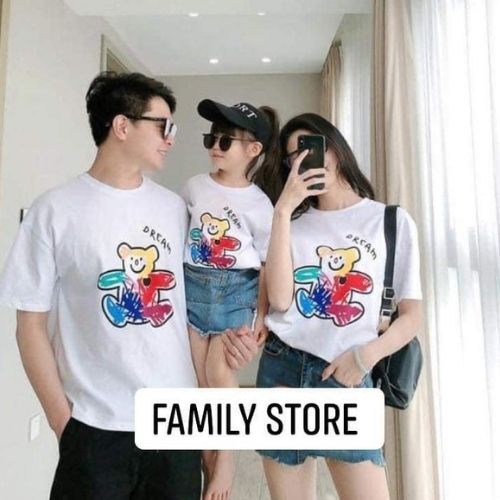 Áo thun gia đình gấu dream 3/4/5 người dễ thương, vải mát, giá rẻ. Familystore