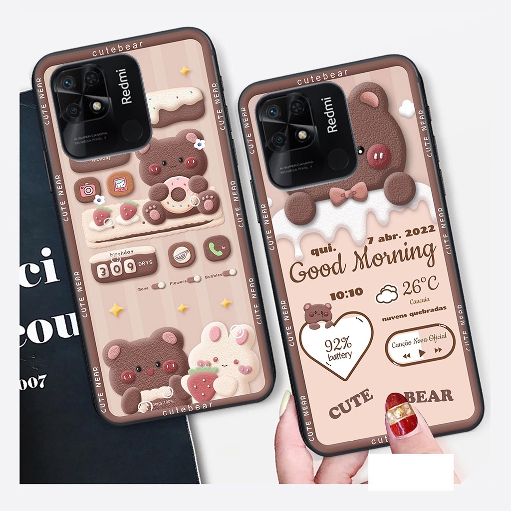 Ốp lưng Xiaomi REDMI 10C in hình Gấu nâu - hồng, Gấu Be@rick  cực CUTE, DỄ THƯƠNG