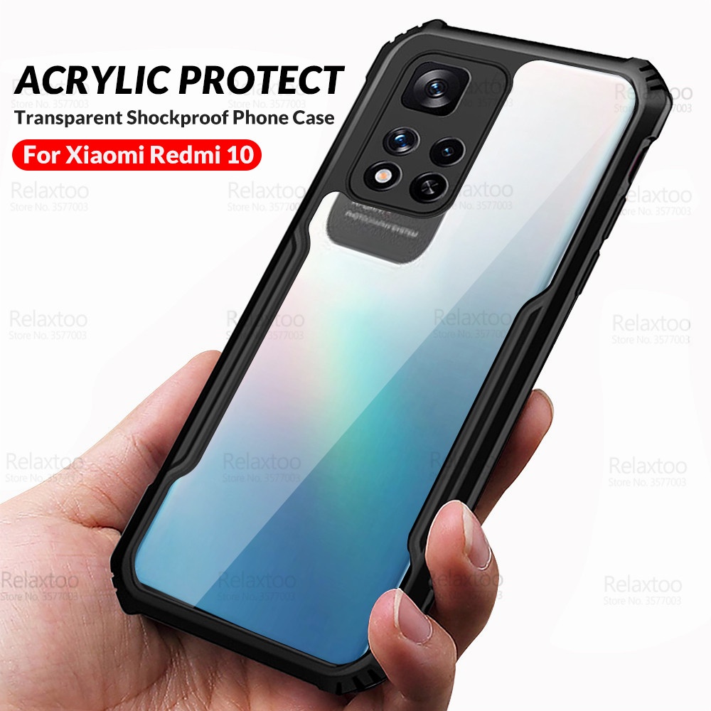 Ốp điện thoại acrylic trong suốt cho Xiaomi Redmi 10 Redme Red Me Note 10 Pro 10s Note10 S 10Pro Redmi10