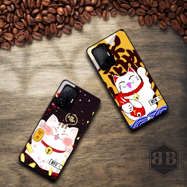 Ốp lưng kính cường lực Xiaomi Mi 11T 5G / Mi 11T Pro 5G hình mèo thần tài