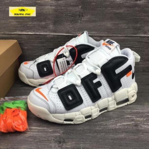 Sales (Full box) Giày thể thao AIR MORE UPTEMPO OFF WHITE trắng chữ đen ✔️ 2020 💎 [ Real ] . * hot " ` $ )) !