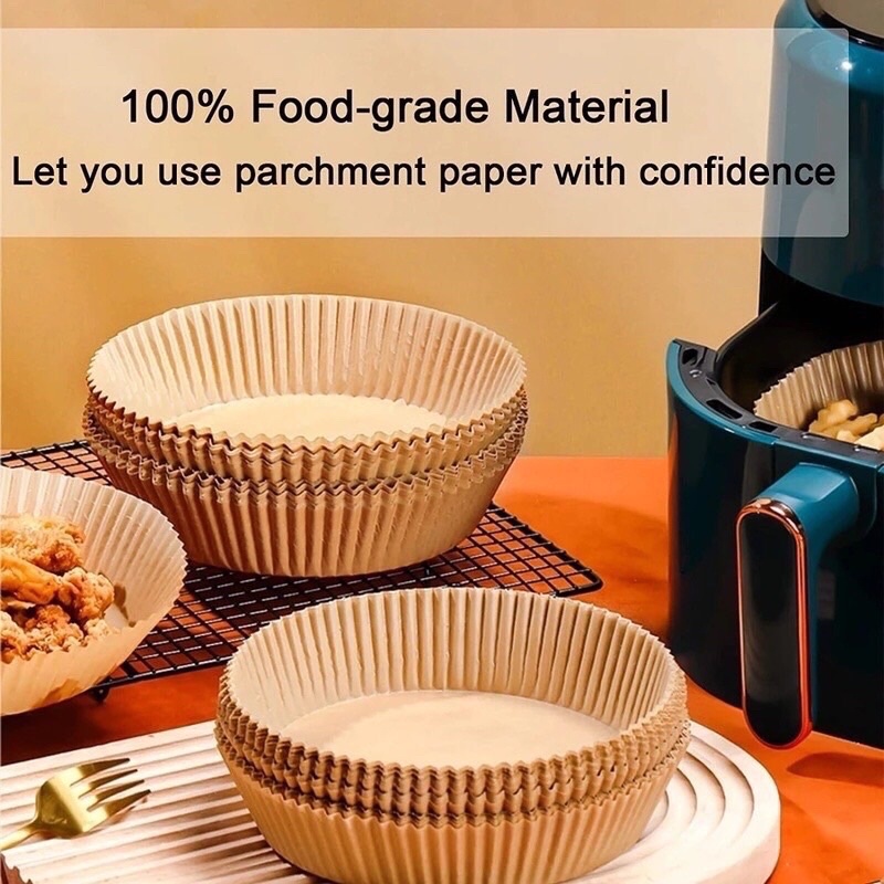 Set 50 Giấy Nến màu vàng Lót Nồi Chiên, Lò Nướng