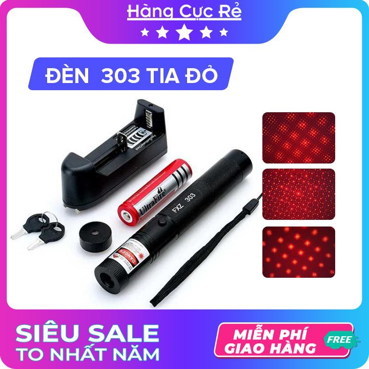 Bộ ĐÈN LAZE LOẠI 1 tia ĐỎ tặng kèm 1 PIN - Bút thuyết trình, chiếu bảng, chiếu hoa văn - Shop Hàng Cực Rẻ