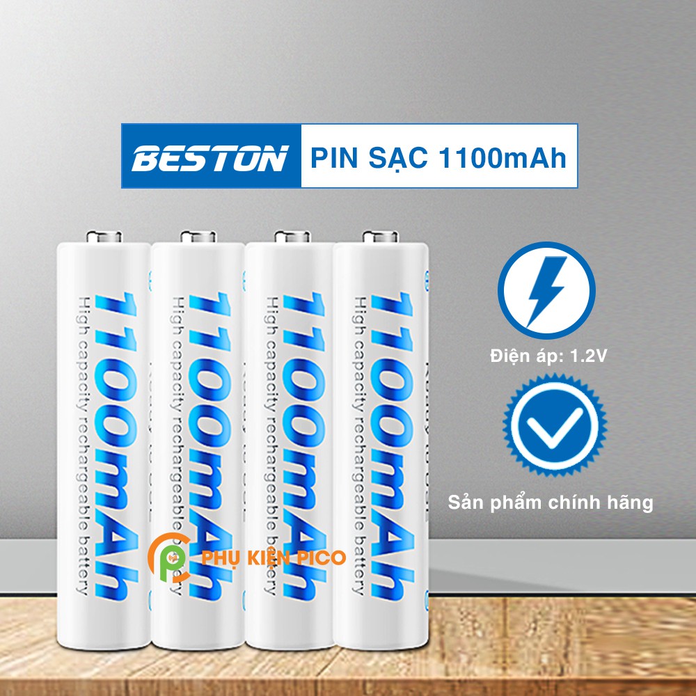Pin sạc AAA chính hãng Beston 1100mAh 1.2V bộ 4 viên sạc lên đến 1000 lần – Pin sạc Beston