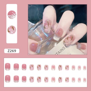 Bộ móng tay giả đính ngọc trai cổ điển có thể tháo rời