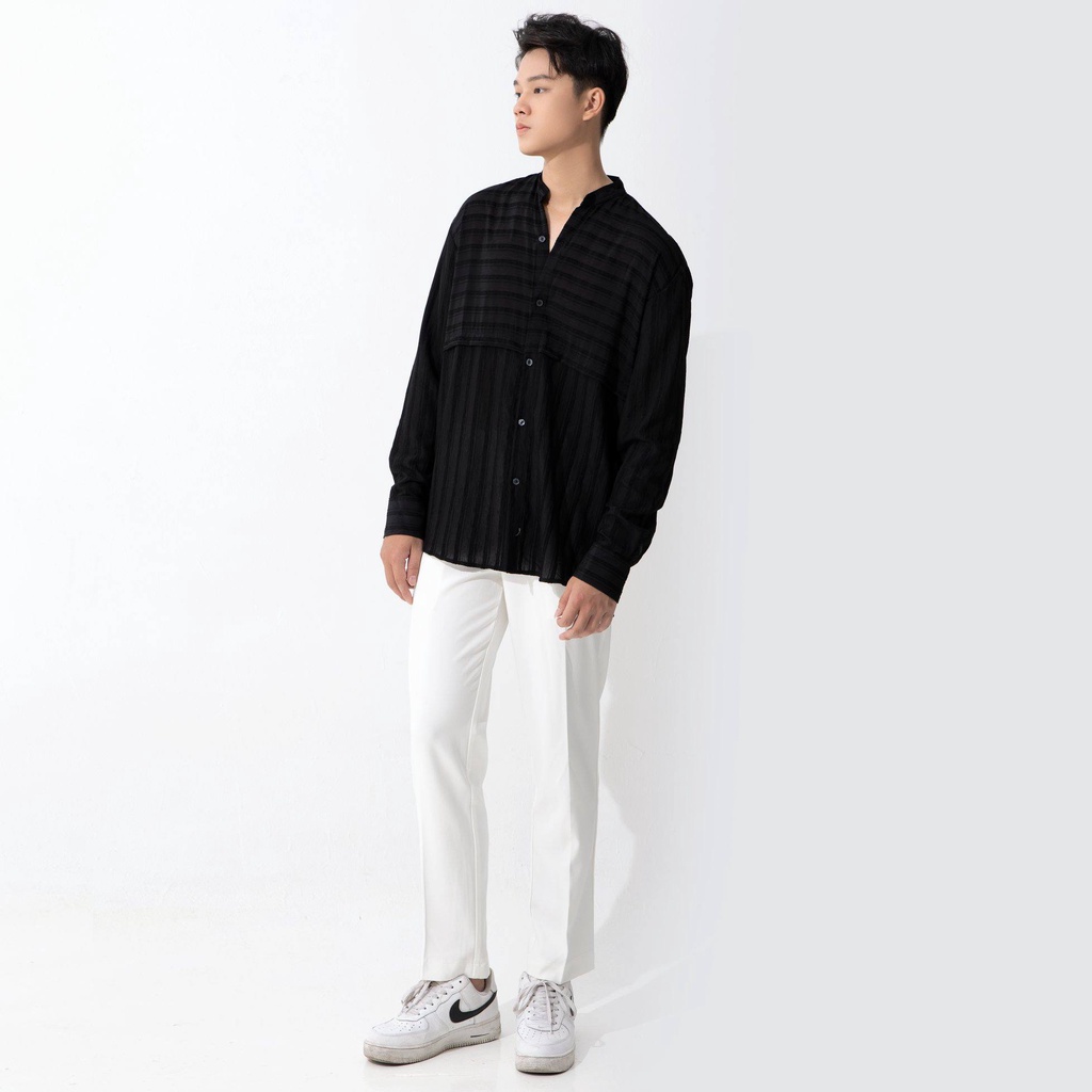 Áo sơ mi nam linen Màu Đen Phom Hàn Quốc Lịch Lãm Thời Trang Ứng Dụng