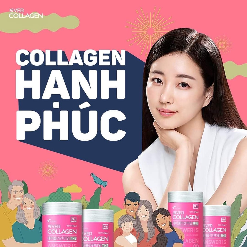 EVER COLLAGEN TIME Thủy Phân Dạng Bột Peptide Giảm Thâm Nếp Nhăn Trẻ Hóa Da Tăng Cường Sức Khỏe Nhập