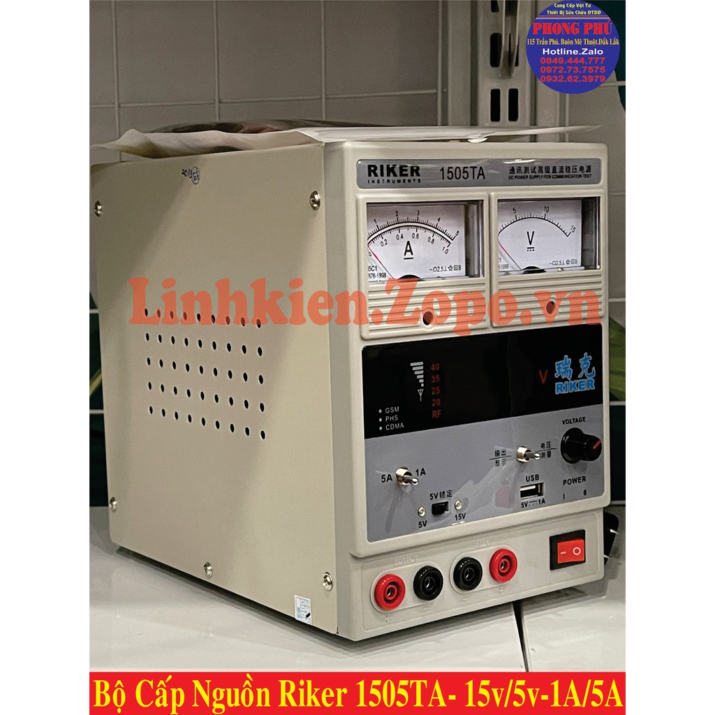 Máy Cấp Nguồn Kim 15V:1A/5A RIKER 1505TA