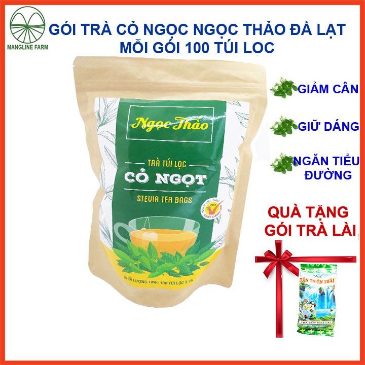 Bộ 2 gói Trà cỏ ngọt trà giảm cân tan mỡ bụng Ngọc Thảo 100 túi lọc giảm cân giữ dáng ngăn ngừa tiểu đườn