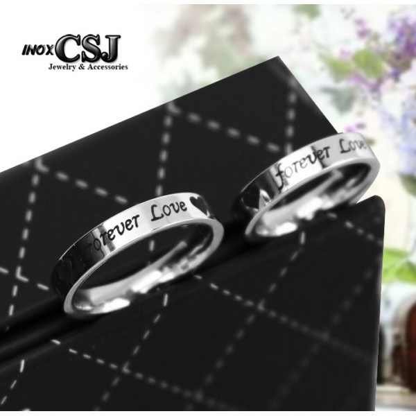 NHẪN CẶP FOREVER LOVE INOX KHẮC ĐEN, NHẪN ĐÔI INOX - độc đáo, không den, không gỉ