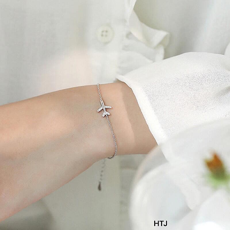 Lắc tay nữ bạc đẹp mẫu mới máy bay thời trang, thanh lịch , Trang sức bạc BiBi silver cam kết hàng chuẩn