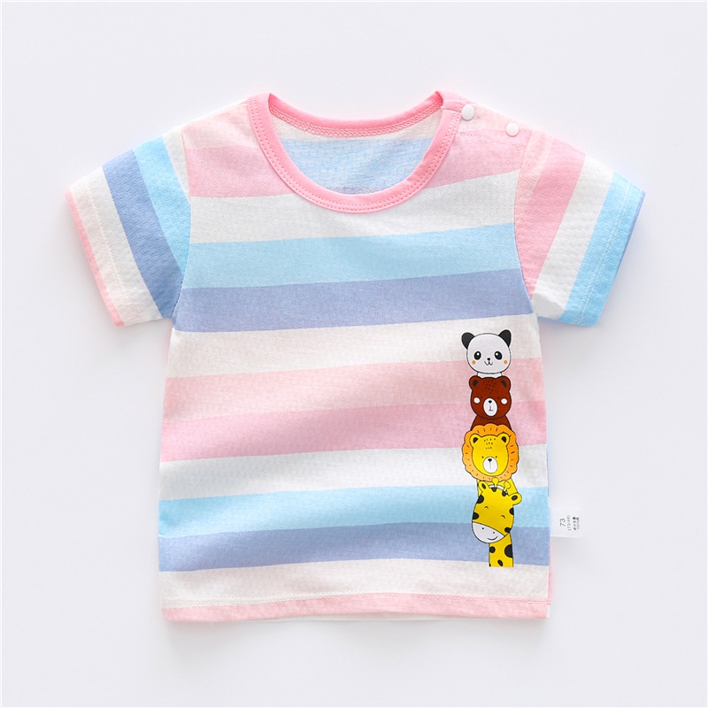 Áo Thun Cotton Tay Ngắn Mùa Hè 1018 Cho Bé Trai Bé Gái
