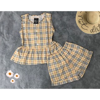 Đồ bộ nữ mặc nhà sọc caro chất lụa mát mẻ mặc hè