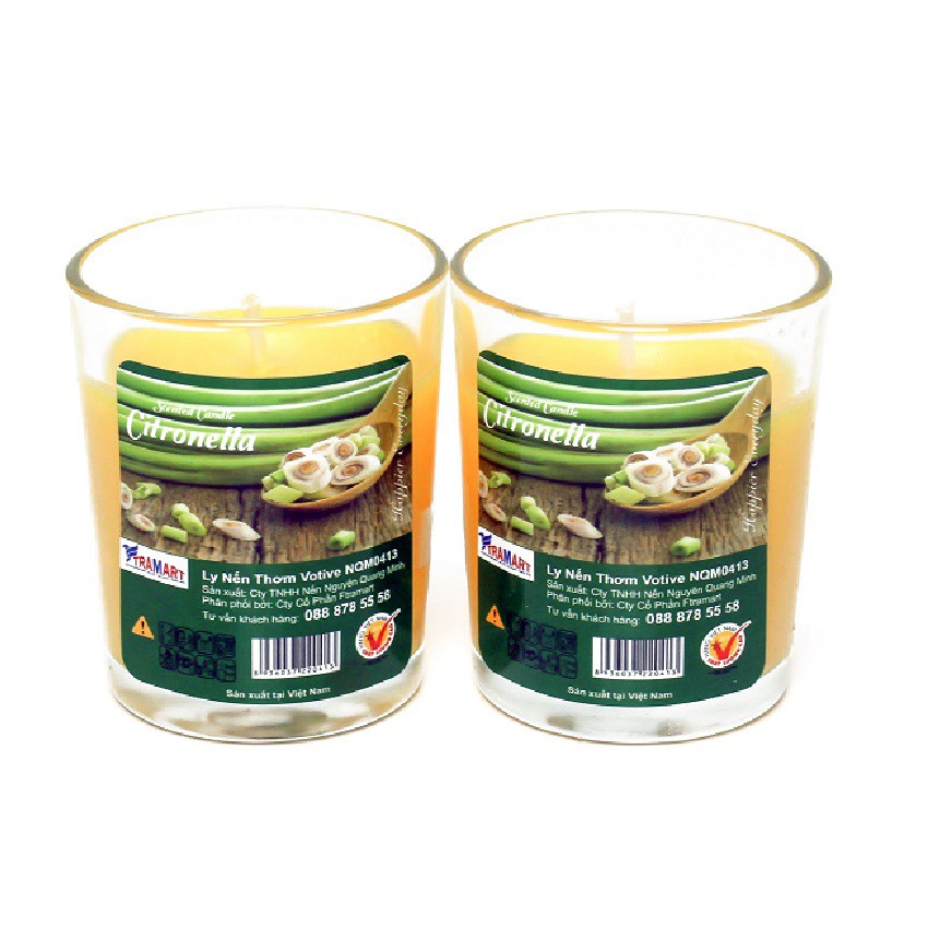 Combo 2 ly nến thơm votive Eden Candle FTRAMART NQM0413 Citronella (Hương sả chanh)