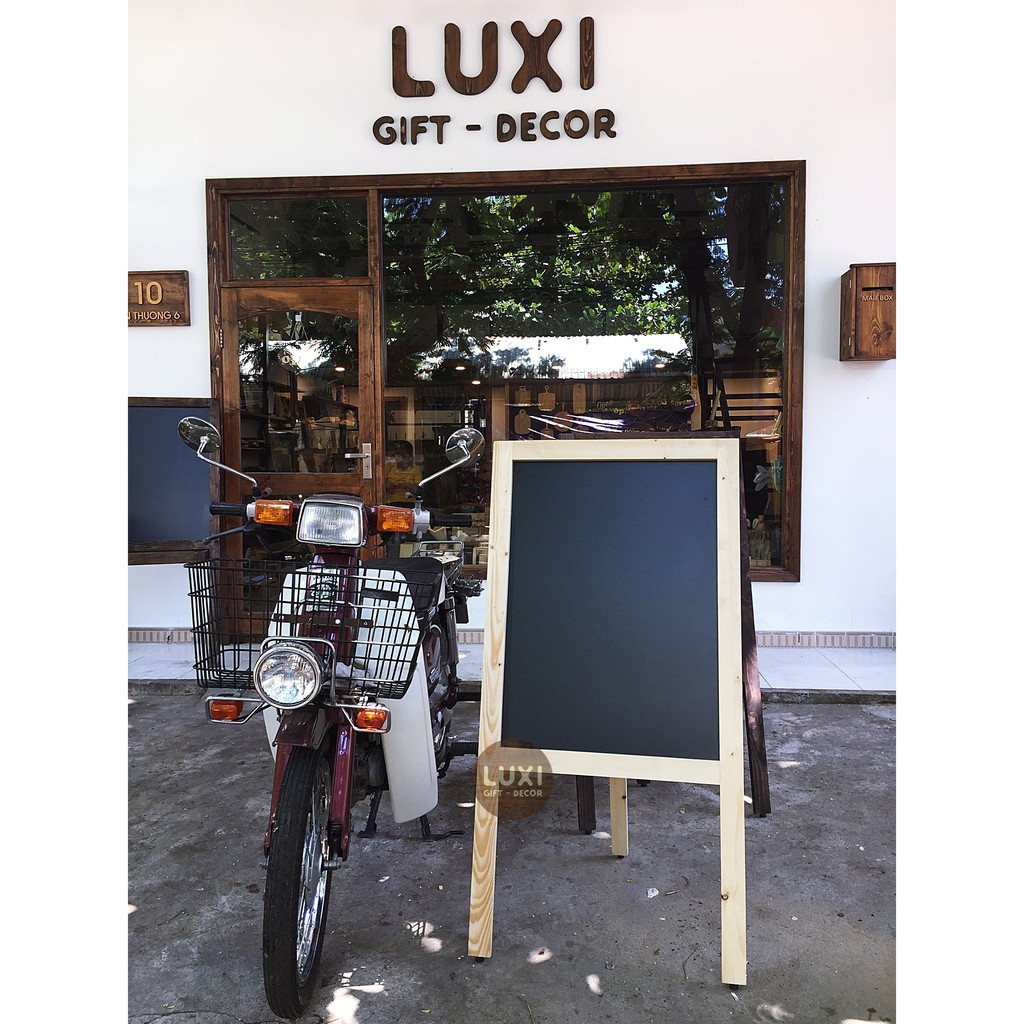 LUXI decor - Bảng MENU viết phấn chân gỗ gấp (TẶNG KÈM PHẤN MÀU + XỐP LAU BẢNG)