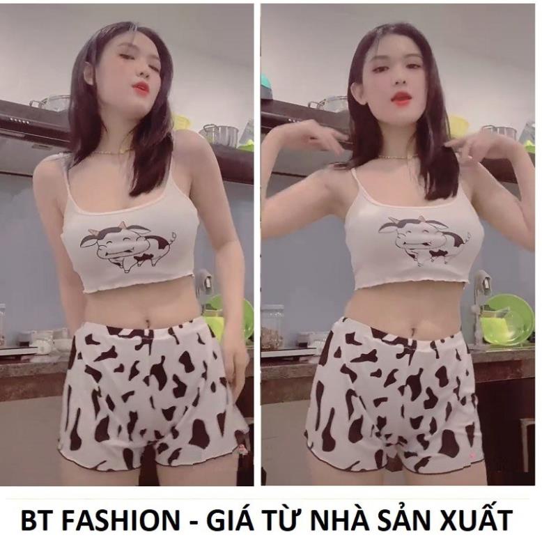 Set HOT Quần Thun + Áo Thun Hai Dây Bò Sữa - BT FASHION