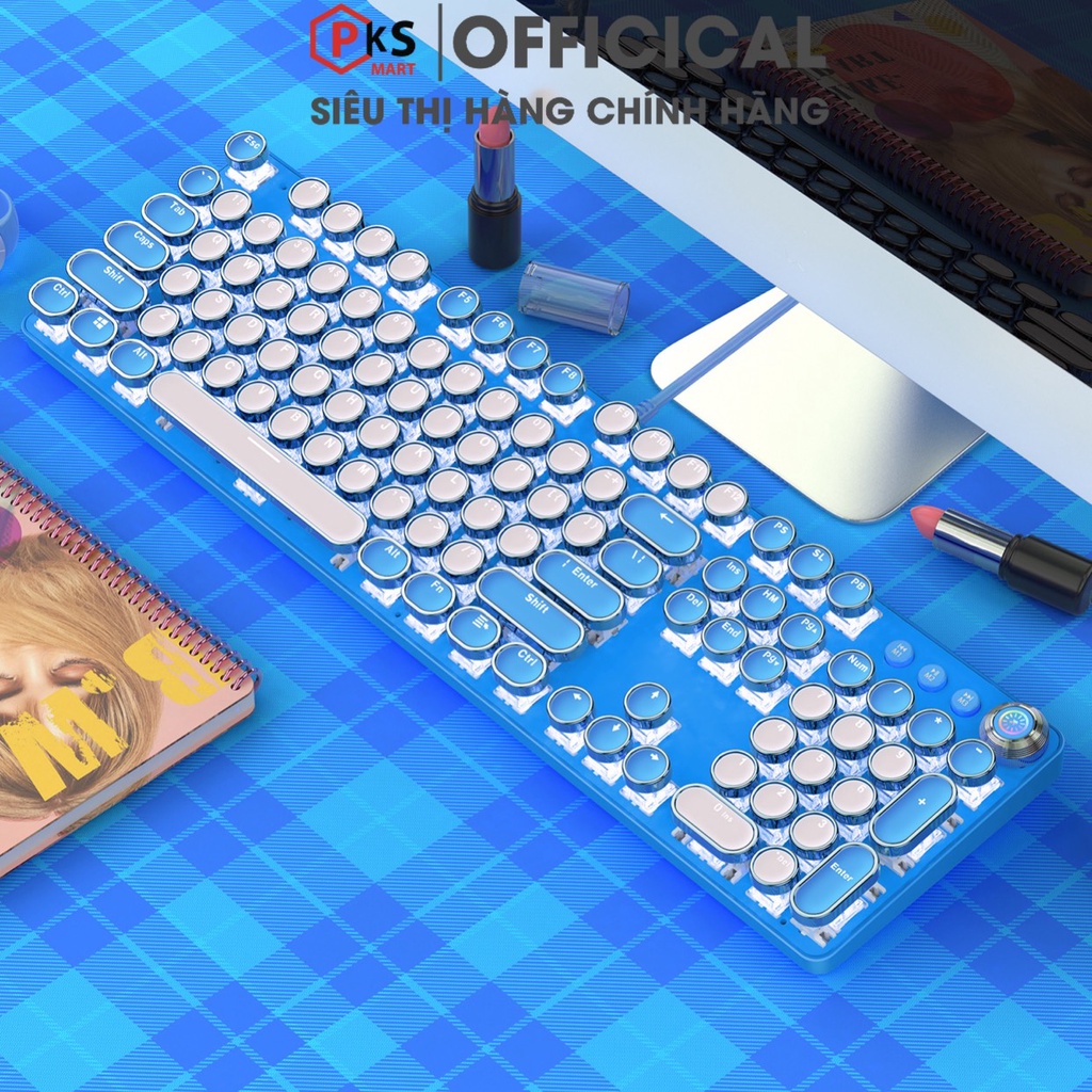 Bàn Phím Cơ Máy Tính Laptop YINOIAO ZK4PRO LED RGB 22 Chế Độ Nhiều Màu Hồng Xanh Trắng