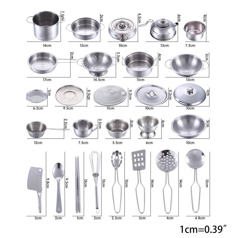 Bộ Đồ Chơi Nấu Ăn 25 Món Bằng Thép Không Gỉ Cho Bé