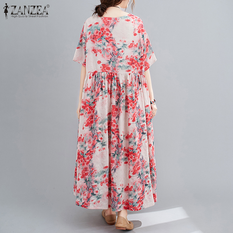 Đầm ZANZEA Ngắn Tay Cổ Tròn Dáng Dài Thời Trang Hàn Quốc Cho Nữ | BigBuy360 - bigbuy360.vn