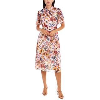Đầm hoa voan cổ lọ ngắn