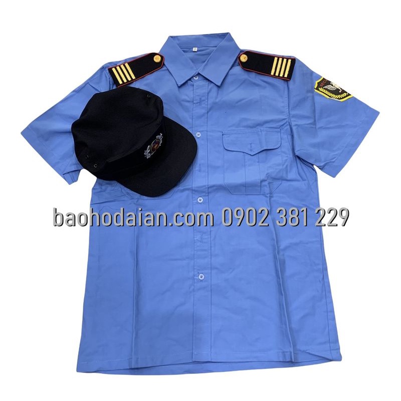 Áo bảo vệ ngắn tay logo tay kèm phụ kiện (cầu vai 4 gạch đồng + nón kèm sao)