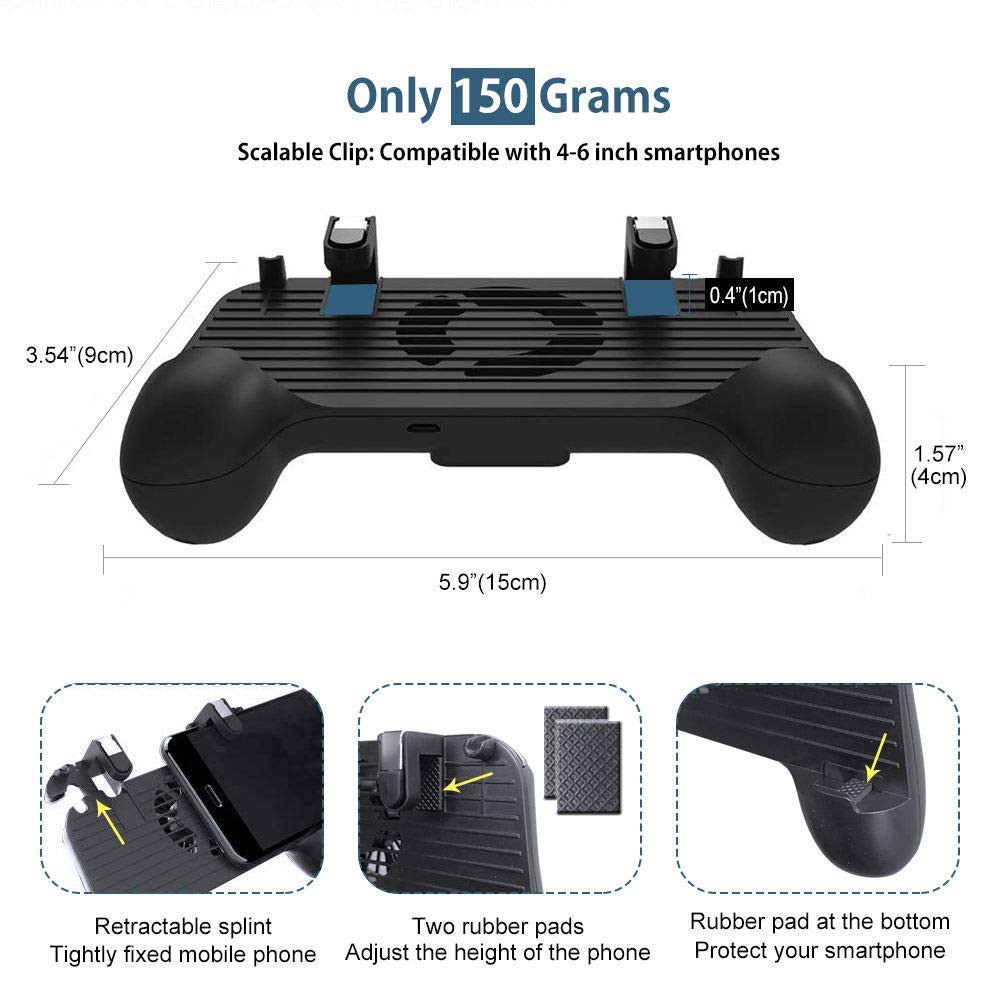 PUBG Bộ điều khiển trò chơi di động,Gamepad và Trigger Điện thoại làm mát Pad Ngân hang năng lượng